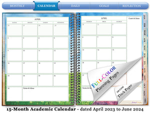 April 2023 to June 2024 Planner - Purple Orchid